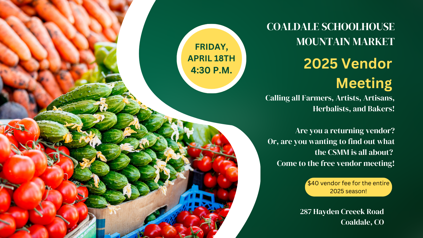 Coaldale Schoolhouse Vendor's Meeeting flyer