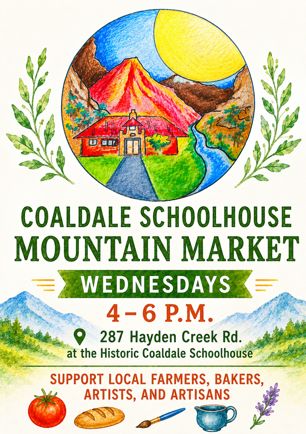 Coaldale Schoolhouse MountaIn Market Poster